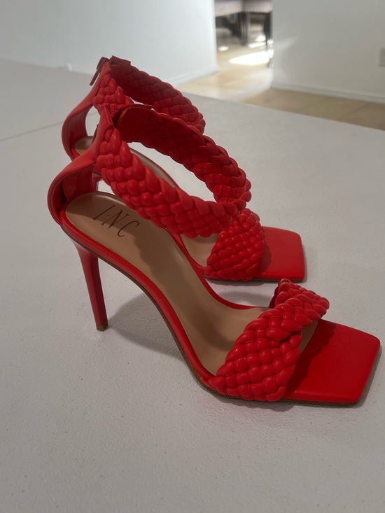 INC International Concepts Shoes - INC International Concepts Red  orange Braided Strap High Heel Sandals 8 M